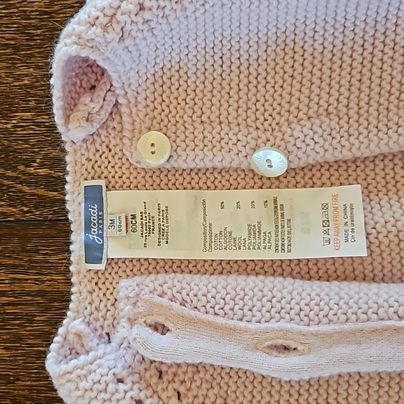 Jacadi Pale Pink Cardigan, Size 3 Months - Picture 9 of 10